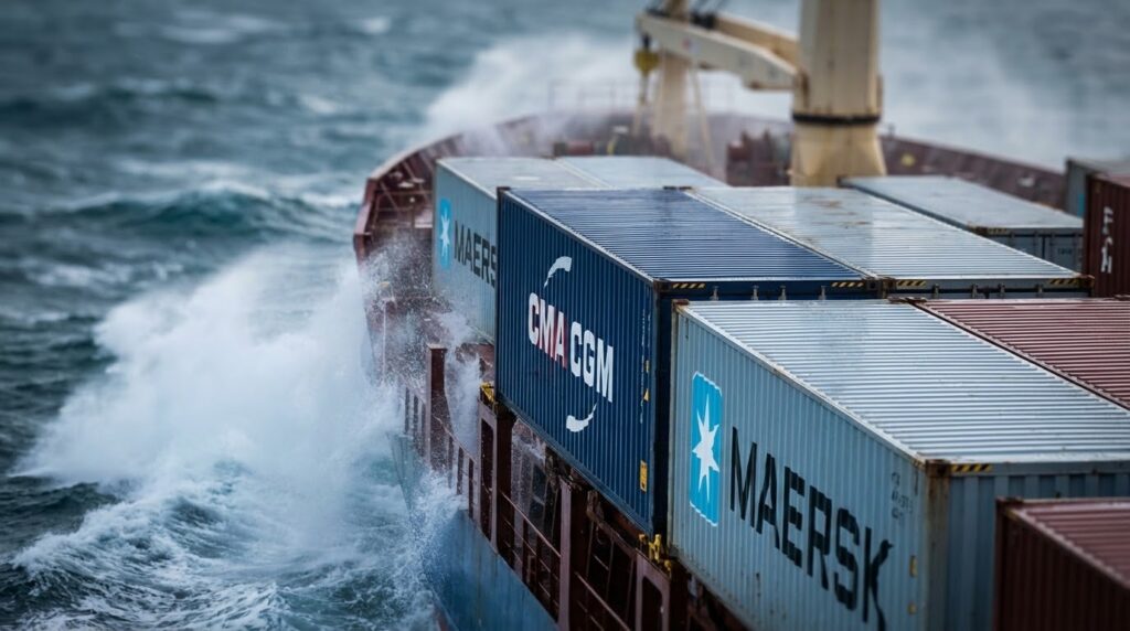 Un navire qui transporte des containers pour la livraison internationale