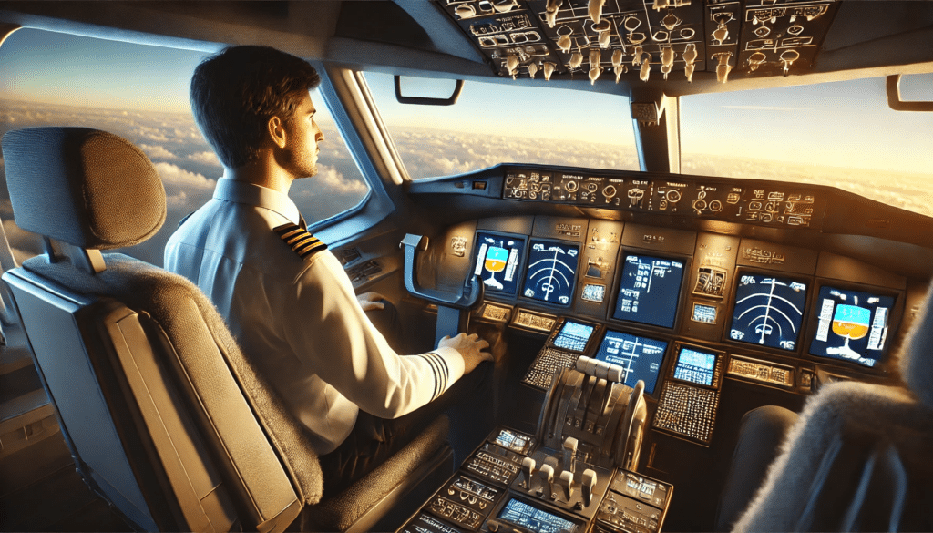 Pilote de ligne en plein vol