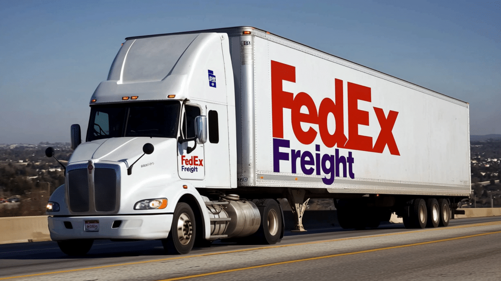 Un camion de FedEx en circulation