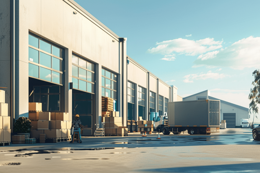Camion déchargeant du matériel dans un garde-meuble, solution efficace face au stockage saturé à Toulouse.