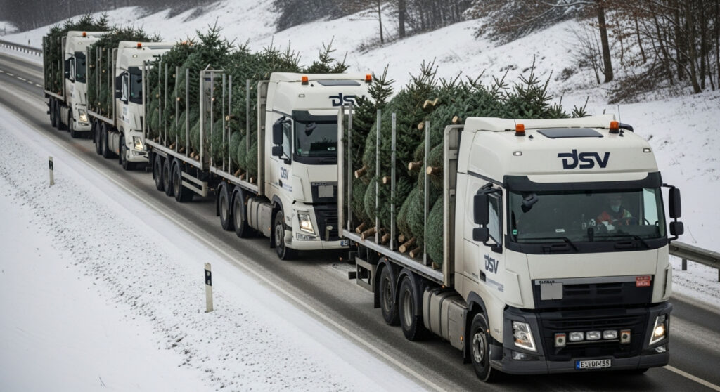 Transport de sapins de Noël par DSV