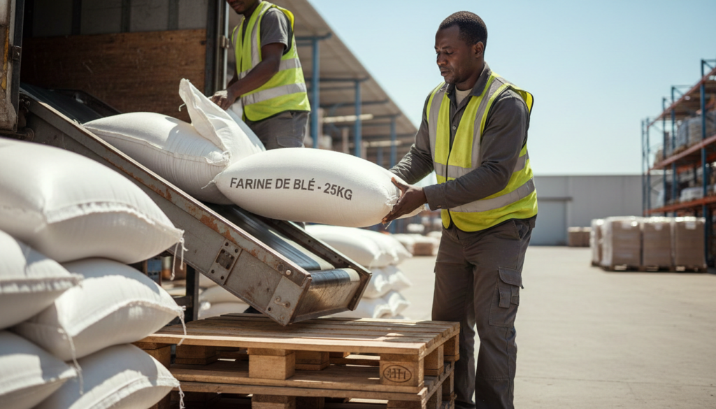 Processus en amont et aval distribution de farine