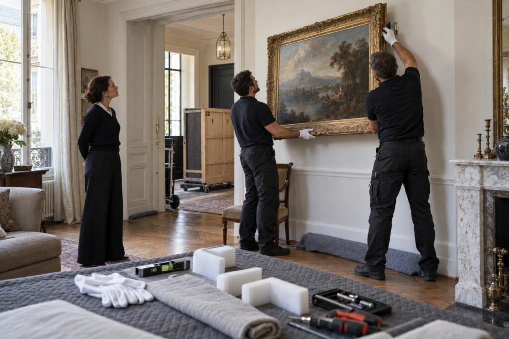Dépose soigneuse d’un tableau encadré