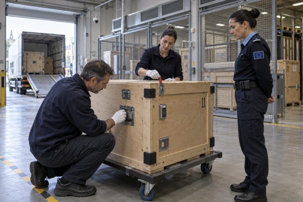 Inspection sécurisée d’une caisse d’art